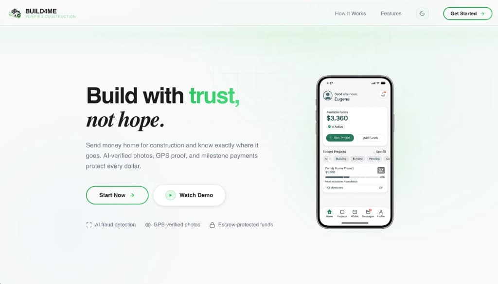 Build4Me marketing landing page