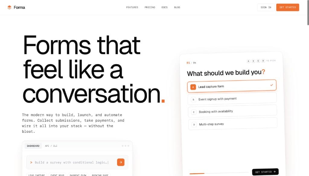 Forma marketing homepage